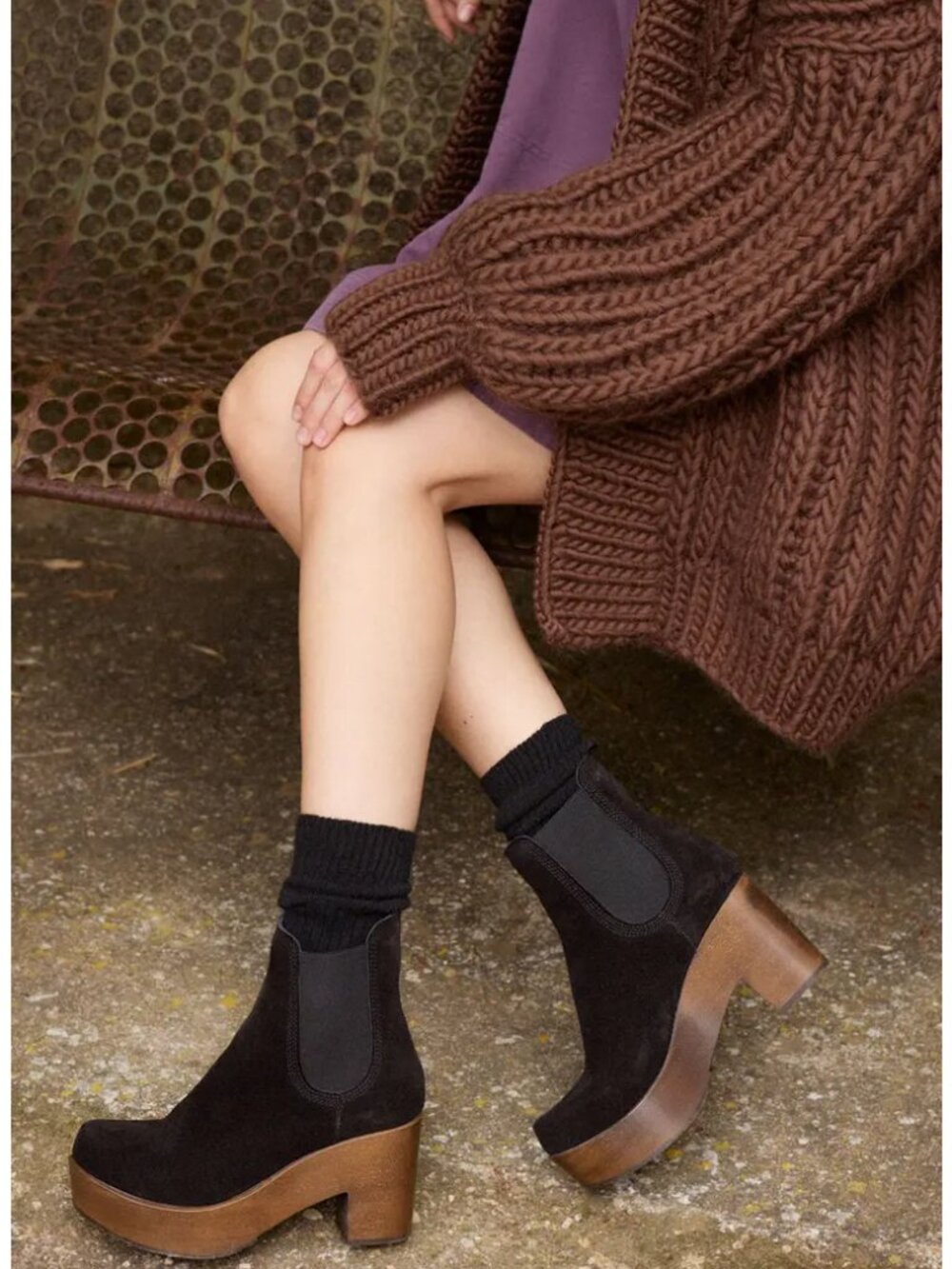 Pedro Garcia Dalmi Black Suede Platform Chelsea Boots Sz: IT 38.5/US 8.0-8.5